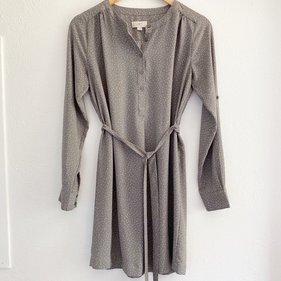 LOFT Dresses & Skirts - Loft Outlet Polka Dot Long Sleeve Shirt Dress, XS